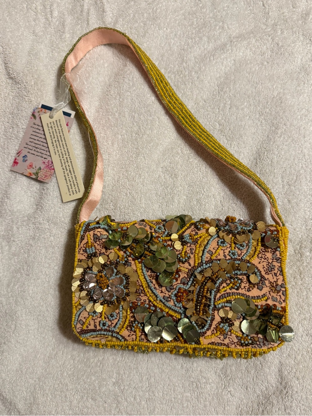 Beaded Sequin Pink Crossbody Bag